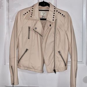 F21 faux leather studded jacket in light pink